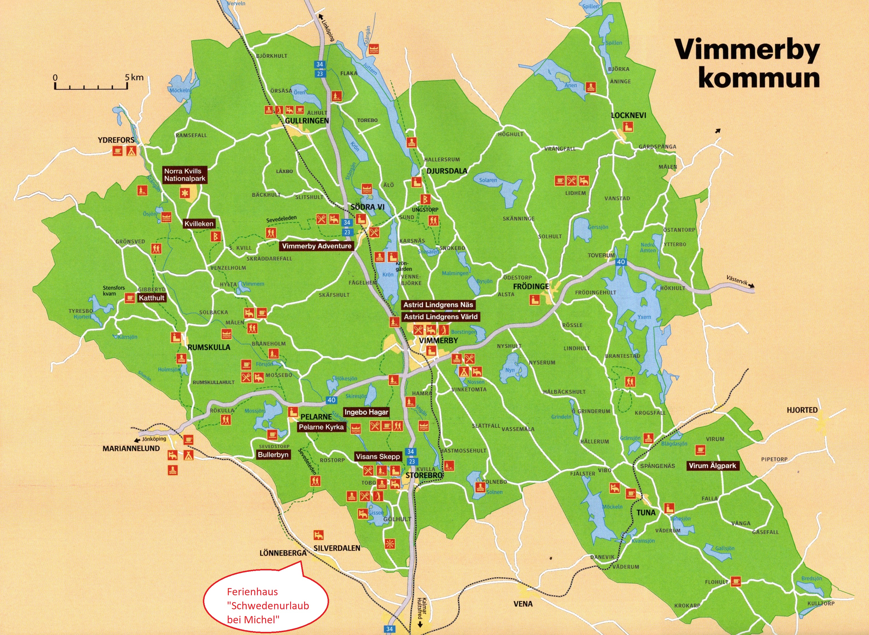 Karte Umgebung Lönneberga/Vimmerby – Schwedenurlaub bei Michel